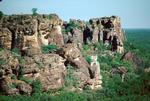 Image showing rigged and weathered rock formations and vegetation typical of the escarpment is Kakadu.